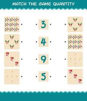 Match the same quantity of christmas. Counting game. Educational game for pre shool years kids and toddlers vector