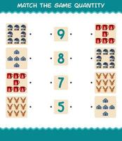 Match the same quantity of christmas. Counting game. Educational game for pre shool years kids and toddlers vector