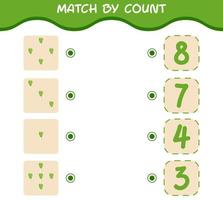 Match by count of cartoon leek. Match and count game. Educational game for pre shool years kids and toddlers vector