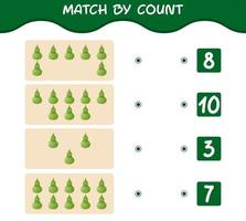 Match by count of cartoon calabash. Match and count game. Educational game for pre shool years kids and toddlers vector