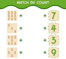 Match by count of cartoon ginger. Match and count game. Educational game for pre shool years kids and toddlers vector