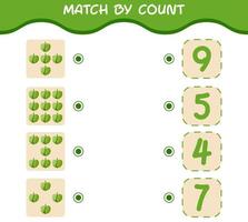 Match by count of cartoon tomatillo. Match and count game. Educational game for pre shool years kids and toddlers vector