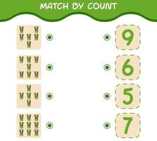 Match by count of cartoon fennel. Match and count game. Educational game for pre shool years kids and toddlers vector