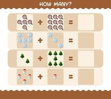 How many cartoon christmas. Counting game. Educational game for pre shool years kids and toddlers vector