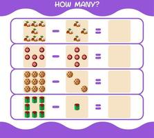 How many cartoon christmas. Counting game. Educational game for pre shool years kids and toddlers vector