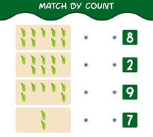 Match by count of cartoon edamame. Match and count game. Educational game for pre shool years kids and toddlers vector