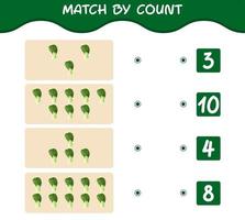 Match by count of cartoon bok choy. Match and count game. Educational game for pre shool years kids and toddlers vector