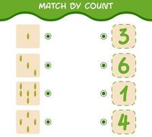Match by count of cartoon corn. Match and count game. Educational game for pre shool years kids and toddlers vector
