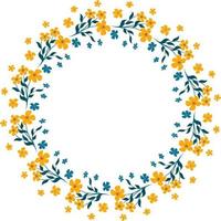 Spring decorative flower frame for photo or text. Design for a greeting card or invitation. Bouquet of yellow flowers. Vector illustration isolated on transparent background