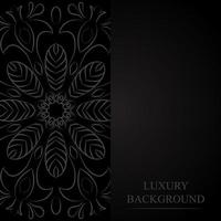 lujoso diseño decorativo de mandala en gris oscuro sobre fondo negro. banner con lugar para texto vector