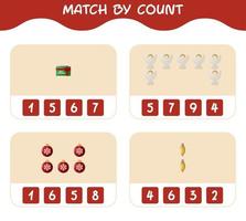 Match by count of cartoon christmas. . Match and count game. Educational game for pre shool years kids and toddlers vector