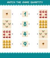 Match the same quantity of christmas. Counting game. Educational game for pre shool years kids and toddlers vector