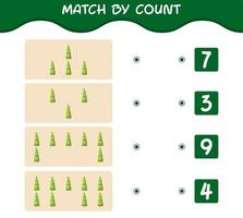 Match by count of cartoon bamboo shoot. Match and count game. Educational game for pre shool years kids and toddlers vector