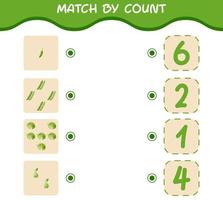 Match by count of cartoon vegetables. Match and count game. Educational game for pre shool years kids and toddlers vector