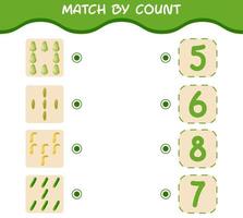 Match by count of cartoon vegetables. Match and count game. Educational game for pre shool years kids and toddlers vector