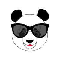 linda cara de panda con gafas. ilustración vectorial aislado sobre fondo blanco vector