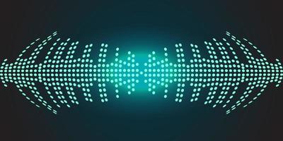 Sound waves oscillating dark blue light. Vector illustration on a dark background