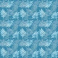 fondo de follaje tropical abstracto en colores azul pastel. hojas de palma línea arte patrón sin fisuras. ilustración creativa de trópicos para diseño de trajes de baño, papel pintado, textil. arte vectorial vector