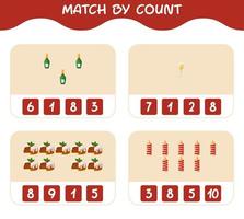 Match by count of cartoon christmas. . Match and count game. Educational game for pre shool years kids and toddlers vector