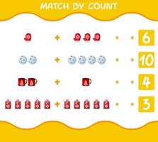 Match by count of cartoon christmas. . Match and count game. Educational game for pre shool years kids and toddlers vector