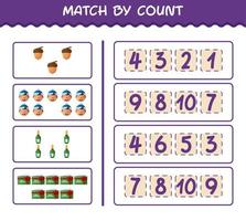 Match by count of cartoon christmas. . Match and count game. Educational game for pre shool years kids and toddlers vector