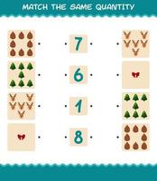 Match the same quantity of christmas. Counting game. Educational game for pre shool years kids and toddlers vector