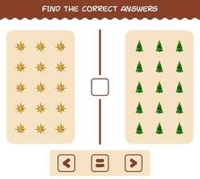 Find the correct answers of cartoon christmas. Searching and Counting game. Educational game for pre shool years kids and toddlers vector