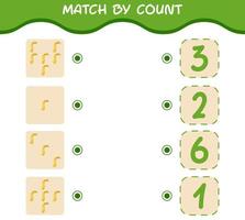 Match by count of cartoon crookneck squash. Match and count game. Educational game for pre shool years kids and toddlers vector