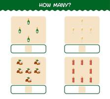 How many cartoon christmas. Counting game. Educational game for pre shool years kids and toddlers vector