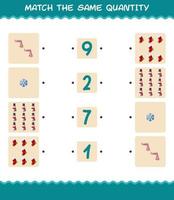 Match the same quantity of christmas. Counting game. Educational game for pre shool years kids and toddlers vector