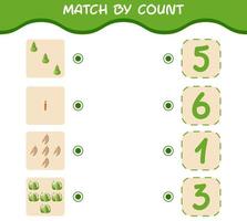 Match by count of cartoon vegetables. Match and count game. Educational game for pre shool years kids and toddlers vector