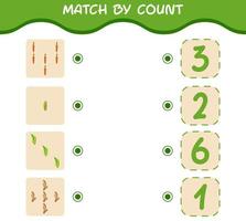 Match by count of cartoon vegetables. Match and count game. Educational game for pre shool years kids and toddlers vector