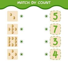 Match by count of cartoon potato. Match and count game. Educational game for pre shool years kids and toddlers vector