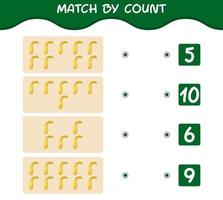 Match by count of cartoon crookneck squash. Match and count game. Educational game for pre shool years kids and toddlers vector