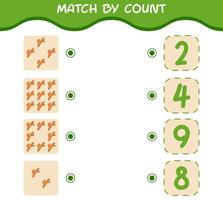 Match by count of cartoon turmeric. Match and count game. Educational game for pre shool years kids and toddlers vector