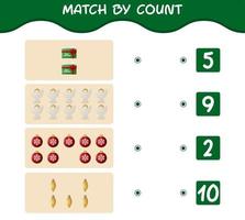 Match by count of cartoon christmas. . Match and count game. Educational game for pre shool years kids and toddlers vector