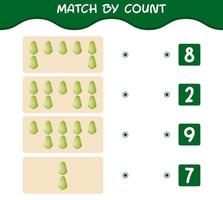 Match by count of cartoon chayote. Match and count game. Educational game for pre shool years kids and toddlers vector