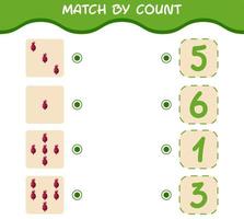 Match by count of cartoon beet. Match and count game. Educational game for pre shool years kids and toddlers vector