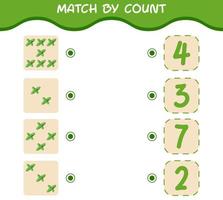 Match by count of cartoon mint leaf. Match and count game. Educational game for pre shool years kids and toddlers vector