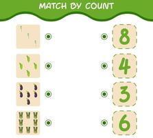 Match by count of cartoon vegetables. Match and count game. Educational game for pre shool years kids and toddlers vector