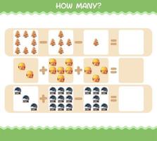 How many cartoon christmas. Counting game. Educational game for pre shool years kids and toddlers vector