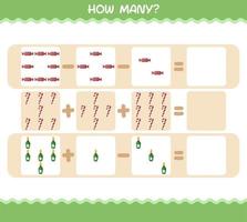 How many cartoon christmas. Counting game. Educational game for pre shool years kids and toddlers vector