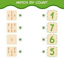 Match by count of cartoon carrot. Match and count game. Educational game for pre shool years kids and toddlers vector