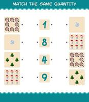 Match the same quantity of christmas. Counting game. Educational game for pre shool years kids and toddlers vector