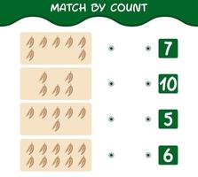 Match by count of cartoon cassava. Match and count game. Educational game for pre shool years kids and toddlers vector