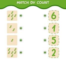 Match by count of cartoon green pea. Match and count game. Educational game for pre shool years kids and toddlers vector