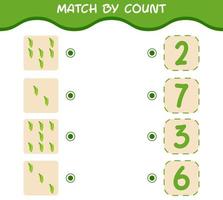 Match by count of cartoon edamame. Match and count game. Educational game for pre shool years kids and toddlers vector