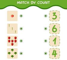 Match by count of cartoon vegetables. Match and count game. Educational game for pre shool years kids and toddlers vector