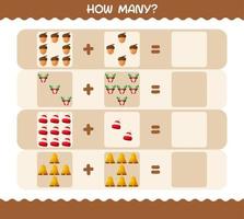 How many cartoon christmas. Counting game. Educational game for pre shool years kids and toddlers vector