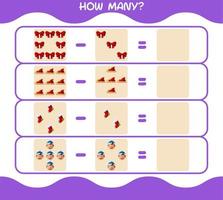 How many cartoon christmas. Counting game. Educational game for pre shool years kids and toddlers vector